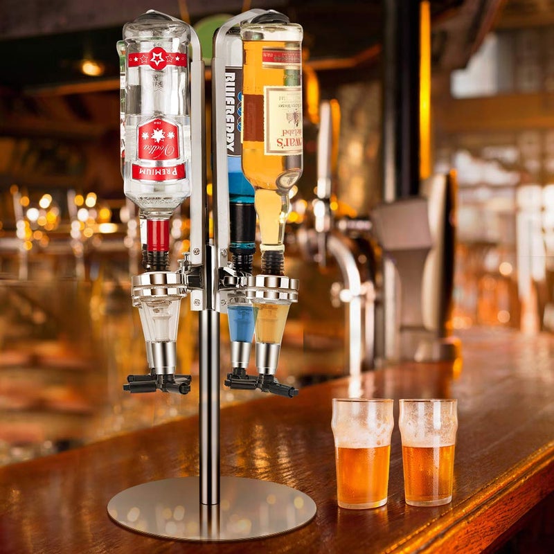 Ejoyous Liquor Dispenser, Bar Butler Wall Mounted Liquor Dispenser Liquor Bottle Holder, Professional Revolving Alcohol Caddy Beer Cocktail Soda Shot Dispenser Wine Holder Party Drinking Pourer (6 Bottles) - Image 3